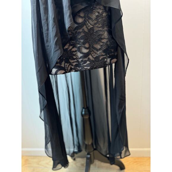 Women's Morgan & Co Maxi Hi Lo Black Dress with Underskirt Size 9/10 - Picture 3 of 10